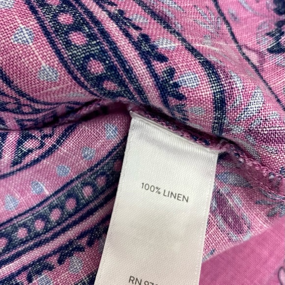 J Jill Love Linen Floral Split Neck Dress Pockets - Picture 6 of 7